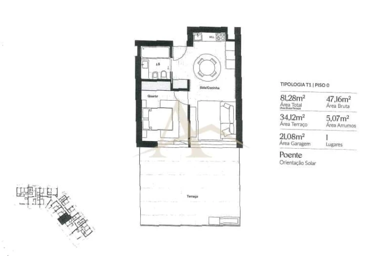 Apartamento T1 para Venda em Santa Marinha Planta 1