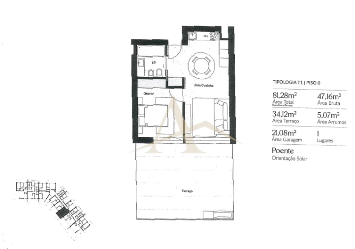 Apartamento T1 para Venda em Santa Marinha Planta 1