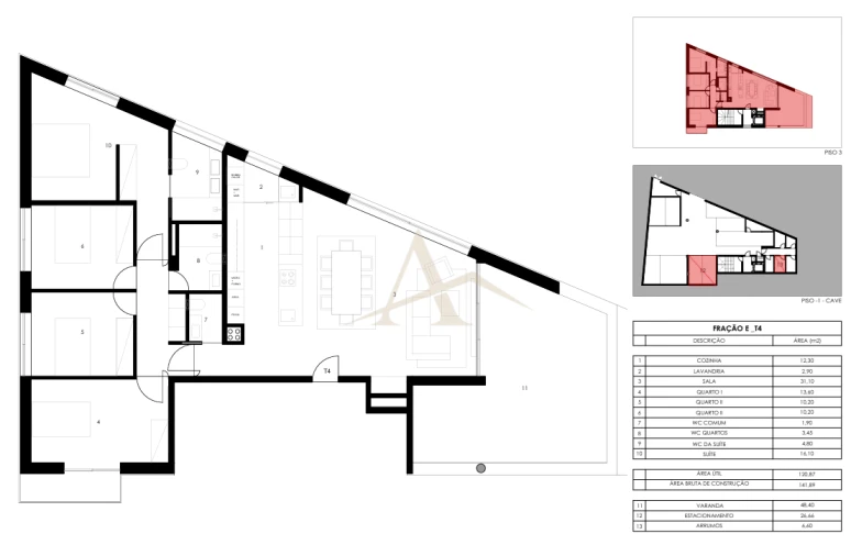 Apartamento T4 para Venda em Gondomar (São Cosme), Valbom e Jovim Planta 1
