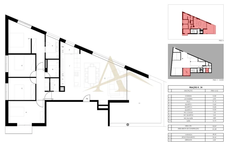 Apartamento T4 para Venda em Gondomar (São Cosme), Valbom e Jovim Planta 1