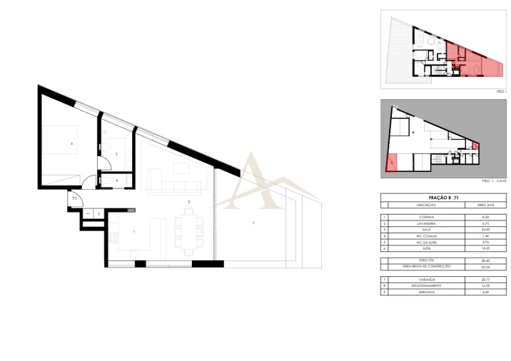 Apartamento T1 para Venda em Gondomar (São Cosme), Valbom e Jovim Planta 1