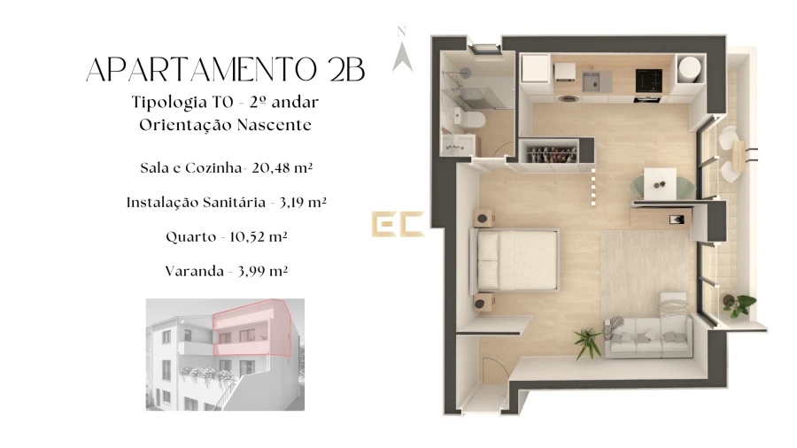 Apartamento T0 para Venda em Buarcos Planta 1