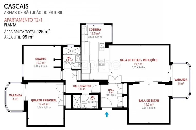 Apartamento T3 para Venda em Cascais e Estoril Planta 1