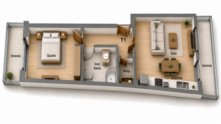 Apartamento T1 para Venda em Coimbrão Planta 1