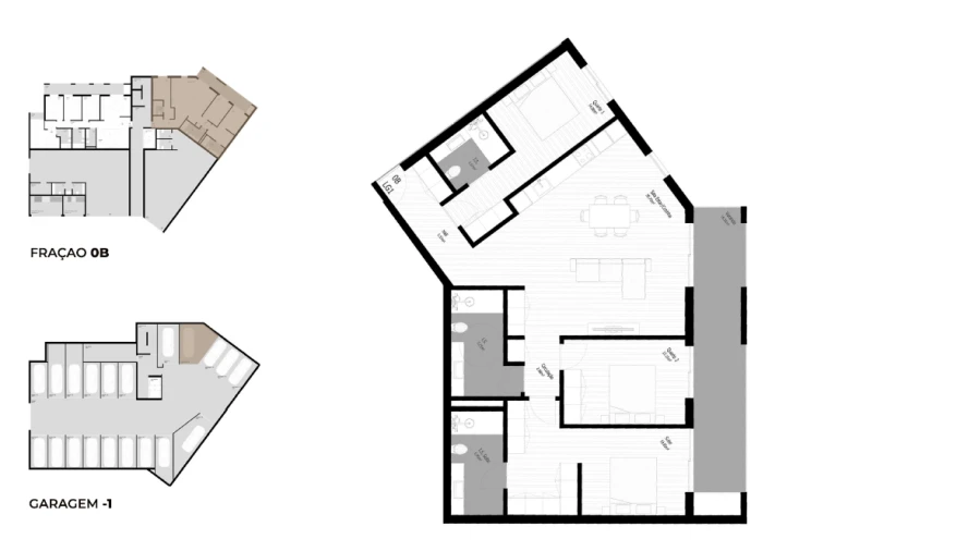 Apartamento T3 para Venda em Pedrouços Planta 1