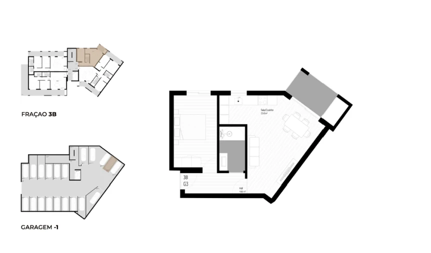 Apartamento T1 para Venda em Pedrouços Planta 1