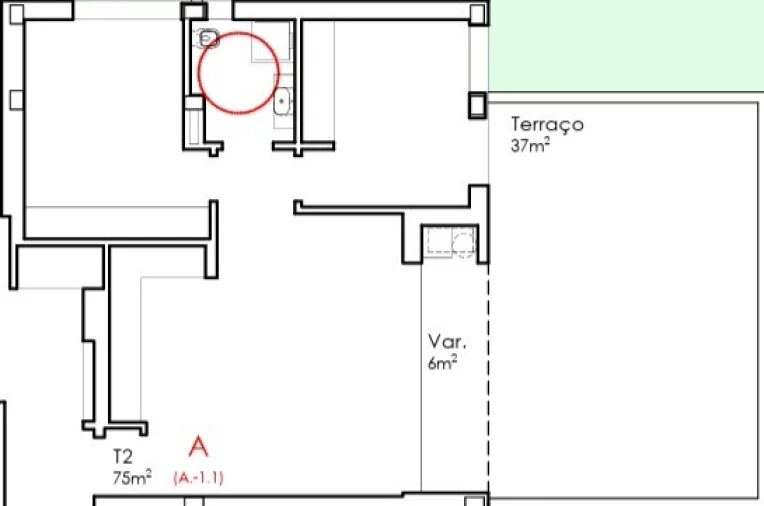 Apartamento T2 para Venda em Fânzeres e São Pedro da Cova Planta 1