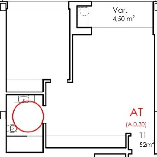 Apartamento T1 para Venda em Fânzeres e São Pedro da Cova Planta 1