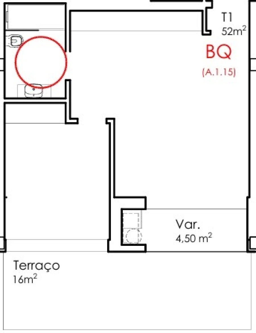 Apartamento T1 para Venda em Fânzeres e São Pedro da Cova Planta 1