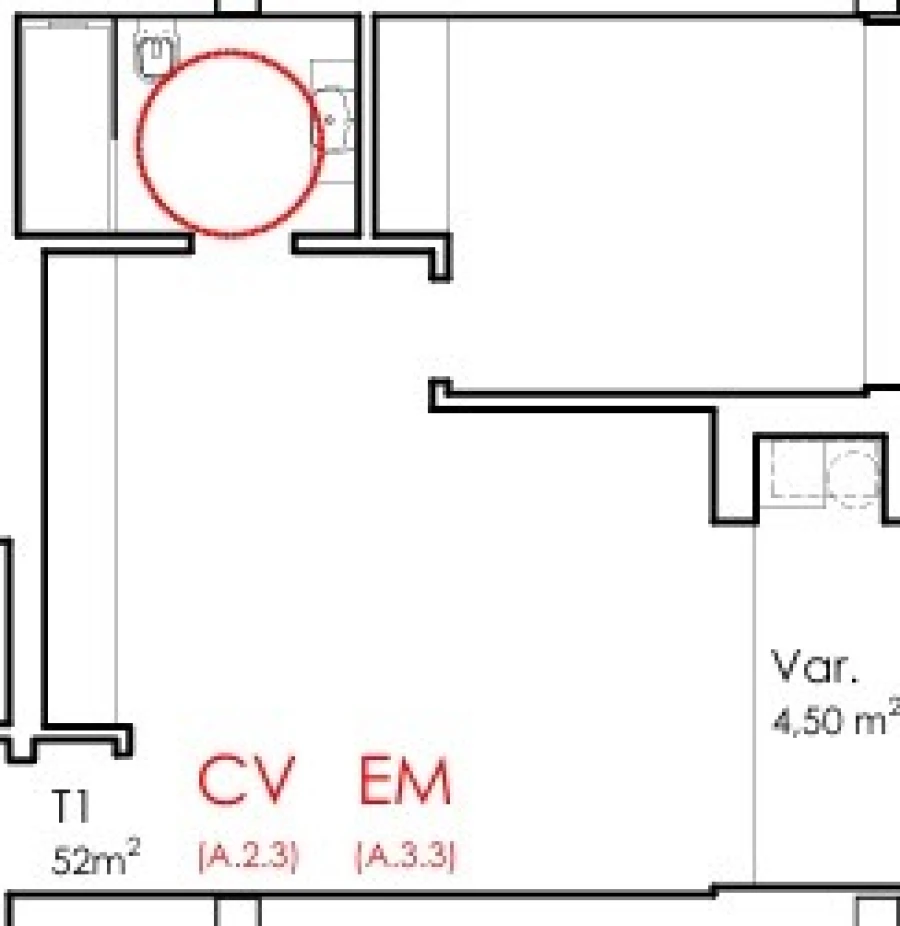Apartamento T1 para Venda em Fânzeres e São Pedro da Cova Planta 1