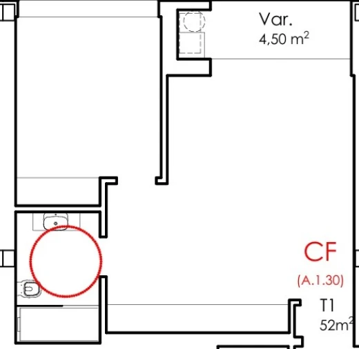 Apartamento T1 para Venda em Fânzeres e São Pedro da Cova Planta 1