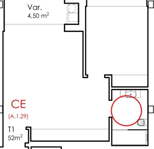 Apartamento T1 para Venda em Fânzeres e São Pedro da Cova Planta 1