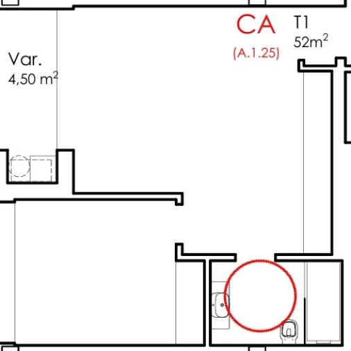 Apartamento T1 para Venda em Fânzeres e São Pedro da Cova Planta 1