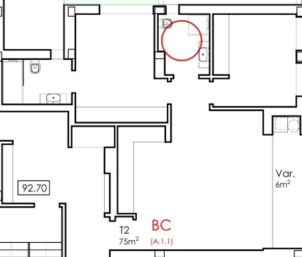Apartamento T2 para Venda em Fânzeres e São Pedro da Cova Planta 1
