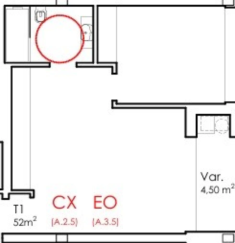 Apartamento T1 para Venda em Fânzeres e São Pedro da Cova Planta 1