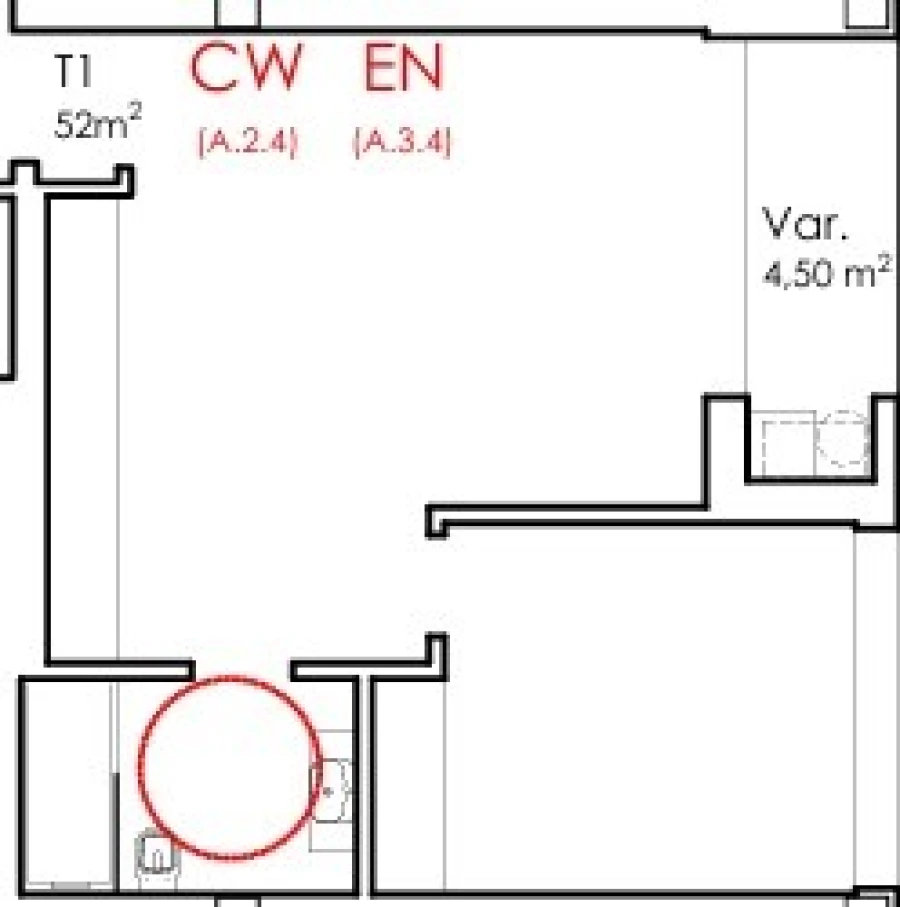 Apartamento T1 para Venda em Fânzeres e São Pedro da Cova Planta 1