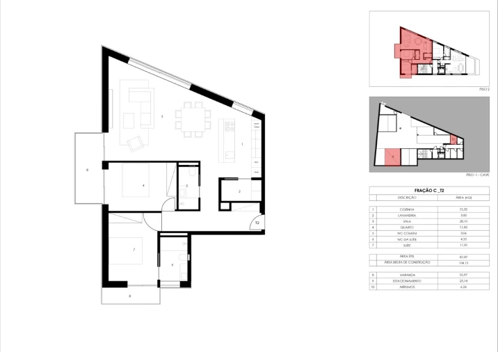 Apartamento T2 para Venda em Gondomar (São Cosme), Valbom e Jovim Planta 1