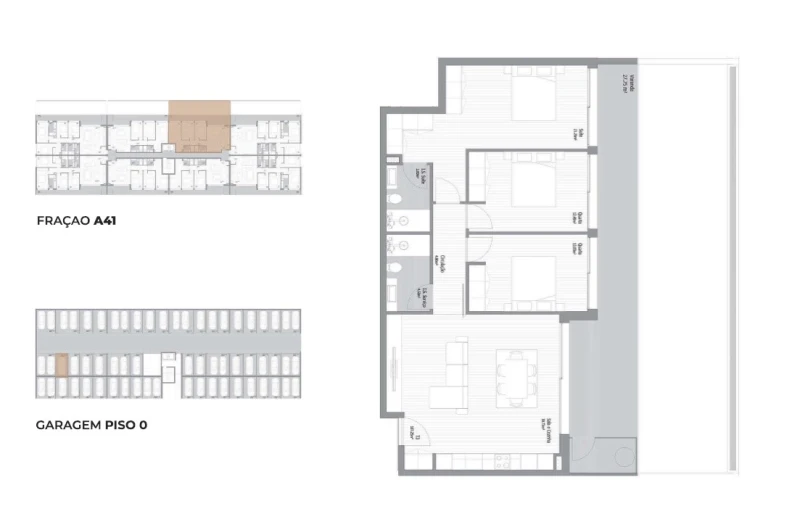 Apartamento T3 para Venda em Fânzeres e São Pedro da Cova Planta 1