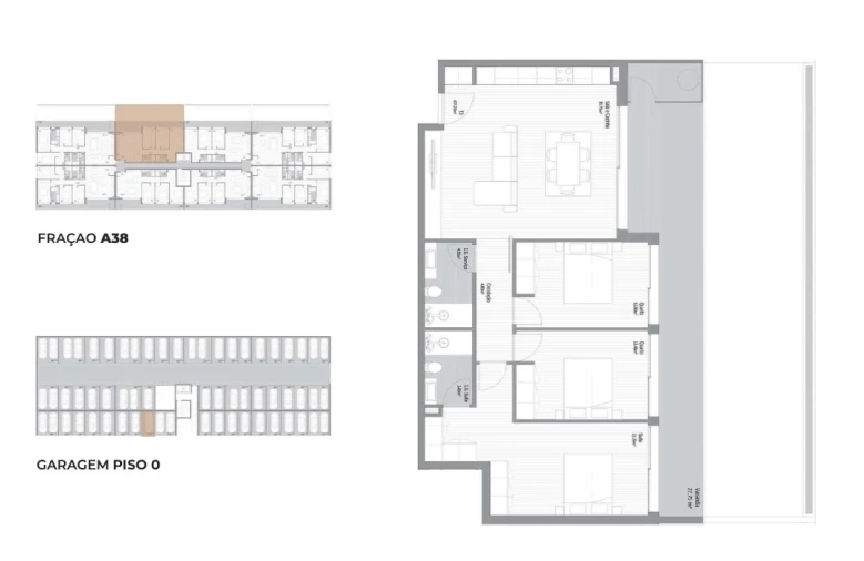 Apartamento T3 para Venda em Fânzeres e São Pedro da Cova Planta 1