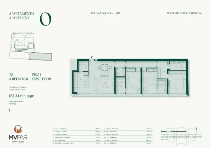 Apartamento T3 para Venda em Belém Planta 1