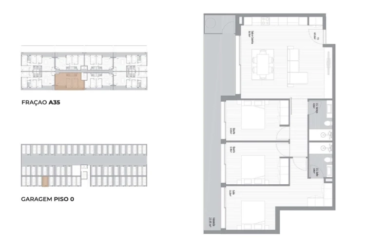 Apartamento T3 para Venda em Fânzeres e São Pedro da Cova Planta 1