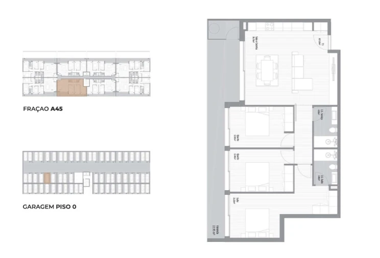 Apartamento T3 para Venda em Fânzeres e São Pedro da Cova Planta 1