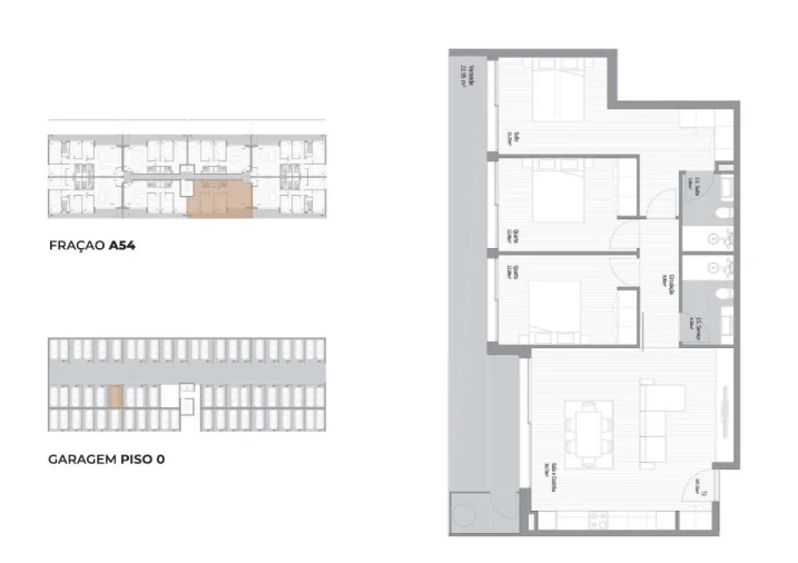 Apartamento T3 para Venda em Fânzeres e São Pedro da Cova Planta 1