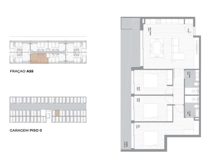 Apartamento T3 para Venda em Fânzeres e São Pedro da Cova Planta 1