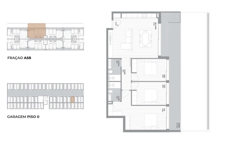 Apartamento T3 para Venda em Fânzeres e São Pedro da Cova Planta 1