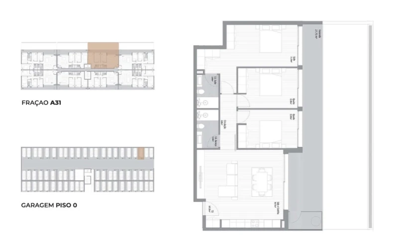 Apartamento T3 para Venda em Fânzeres e São Pedro da Cova Planta 1