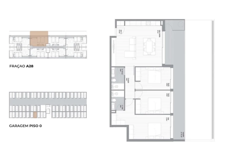 Apartamento T3 para Venda em Fânzeres e São Pedro da Cova Planta 1