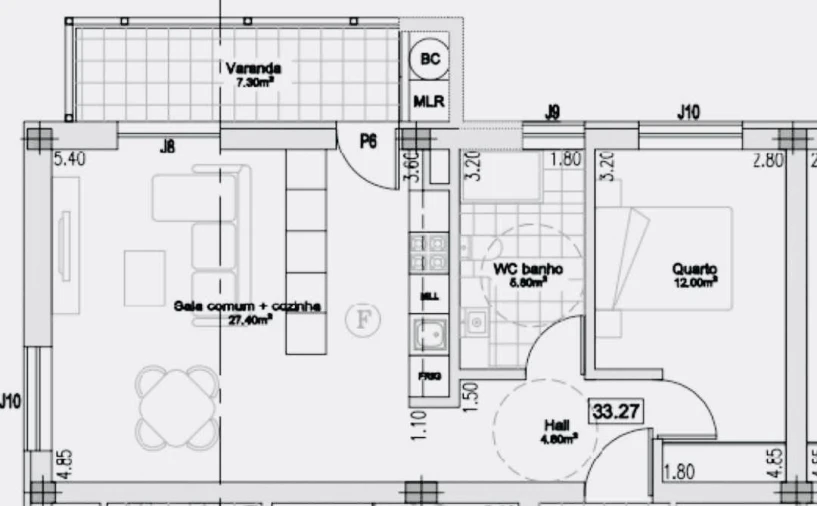 Apartamento T1 para Venda em Avanca Planta 4