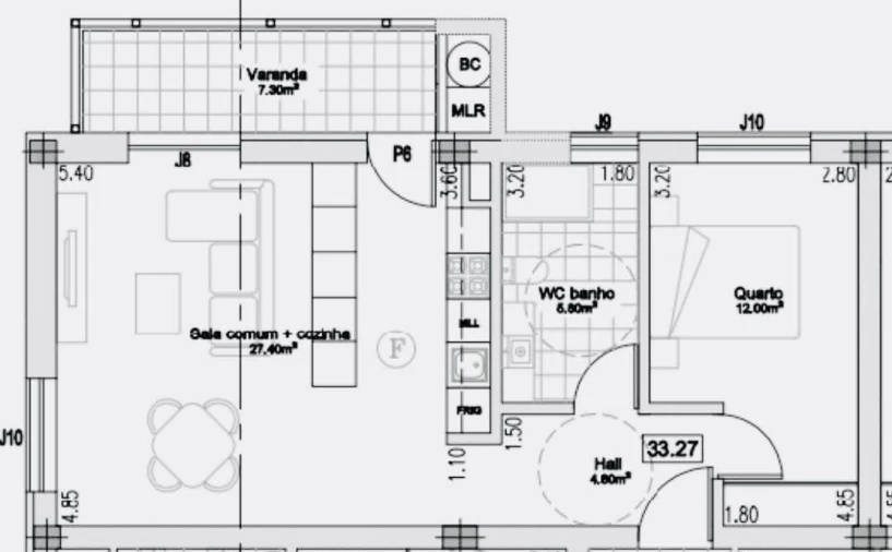 Apartamento T1 para Venda em Avanca Planta 4