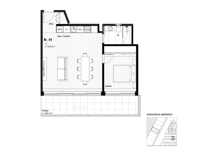 Apartamento T1 para Venda em Santa Marinha e São Pedro da Afurada Planta 1