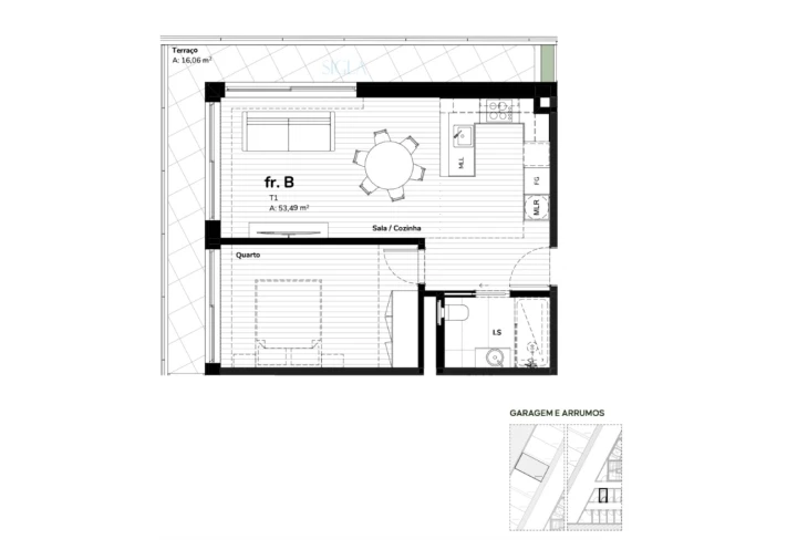 Apartamento T1 para Venda em Santa Marinha e São Pedro da Afurada Planta 1