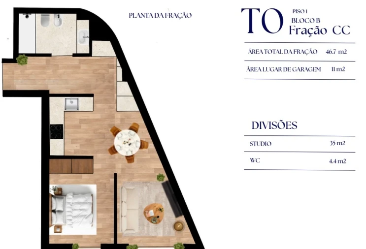 Apartamento T1 para Venda em Paranhos Planta 1