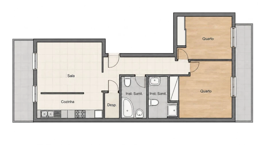 Apartamento T2 para Venda em Coimbrão Planta 1