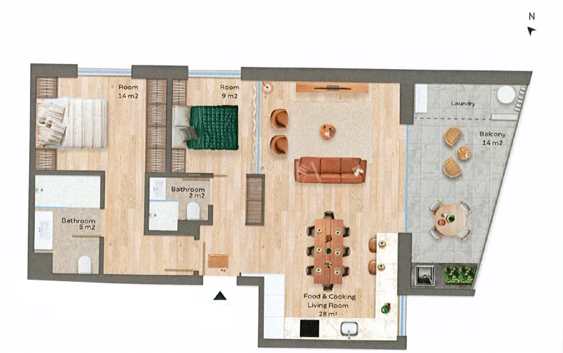 Apartamento T2 para Venda em Santa Marinha e São Pedro da Afurada Planta 1