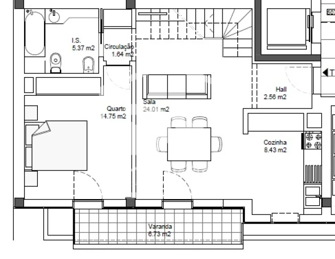 Apartamento T2 para Venda em Ranhados Planta 1