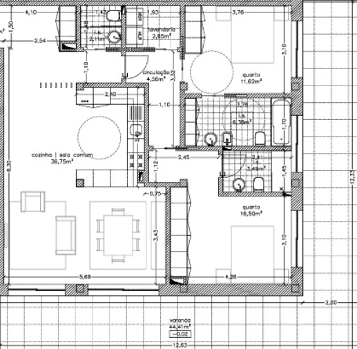 Apartamento T2 para Venda em Repeses e São Salvador Planta 1