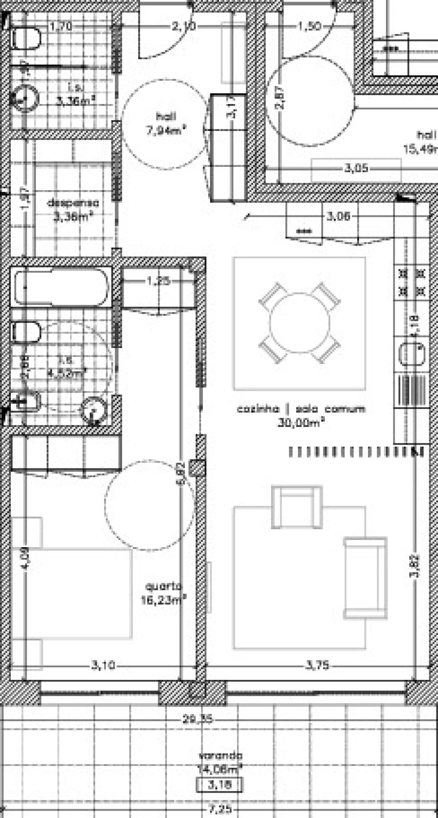 Apartamento T1 para Venda em Repeses e São Salvador Planta 1