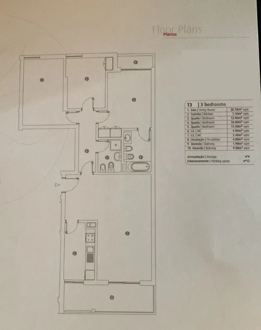 Apartamento T3 para Venda em Portimão Planta 1