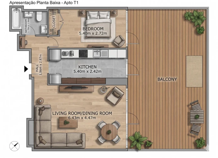 Apartamento T1 para Venda em Avenidas Novas Foto 31