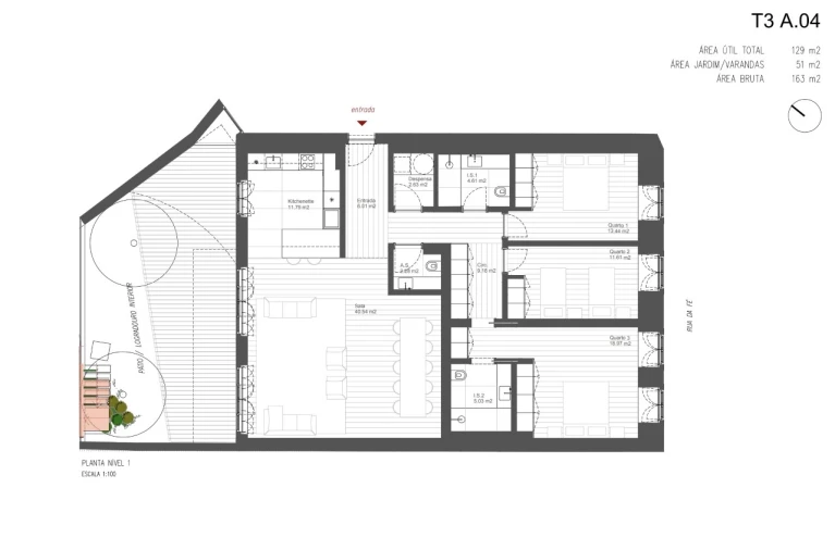 Apartamento T2 para Venda em Santo António Planta 1