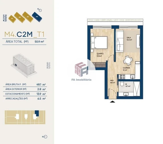 Apartamento T1 para Venda em Canidelo Foto 6