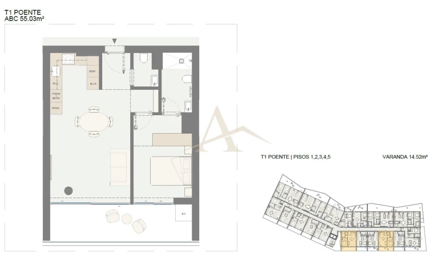 Apartamento T1 para Venda em Oliveira do Douro Planta 1