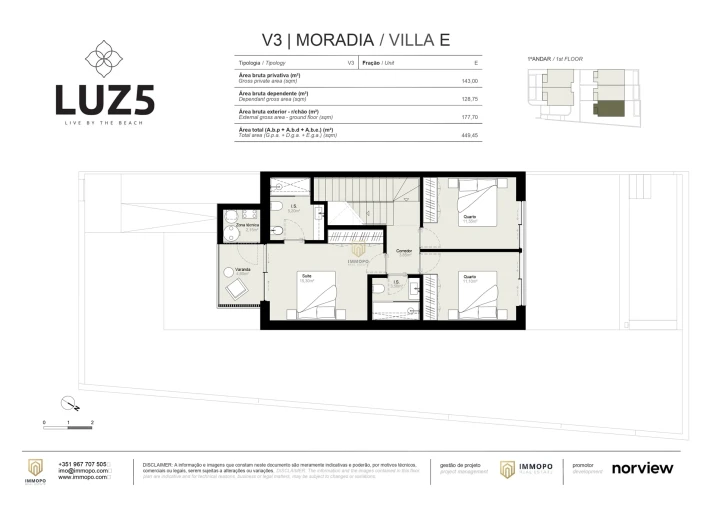 Moradia T3 para Venda em Luz Planta 3