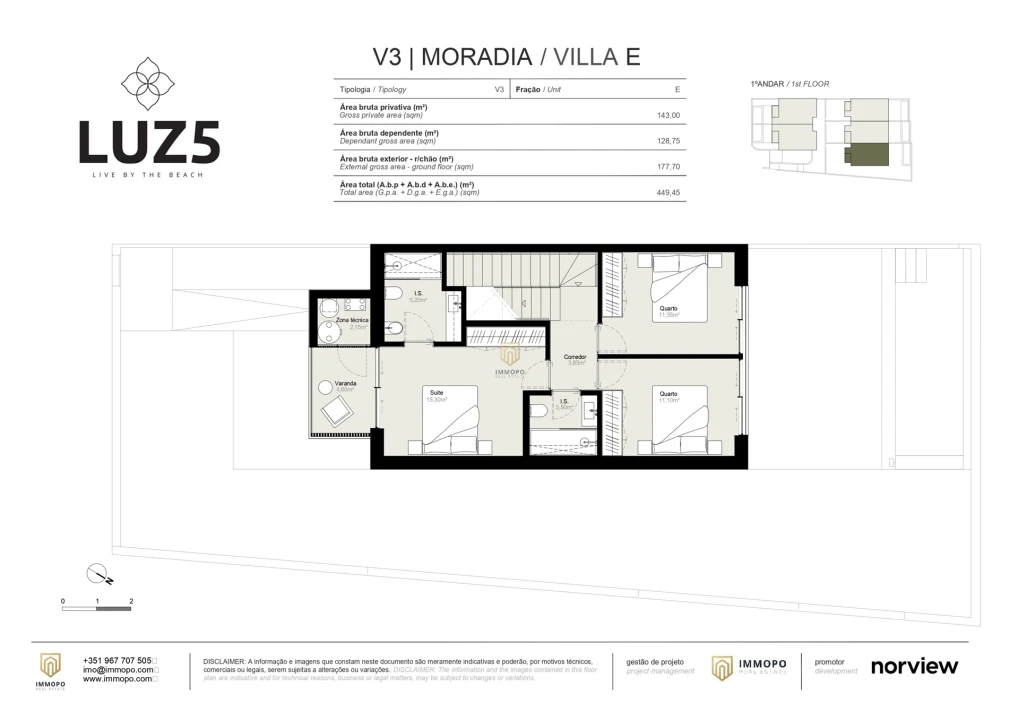 Moradia T3 para Venda em Luz Planta 3