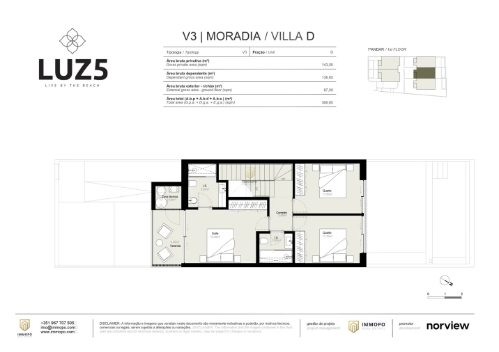 Moradia T3 para Venda em Luz Planta 3