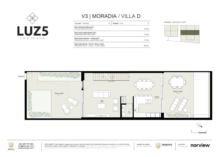 Moradia T3 para Venda em Luz Planta 2